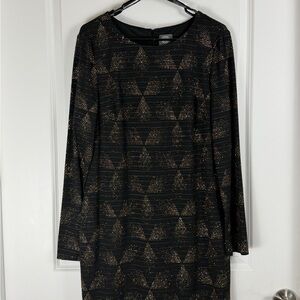 Elegant Black and Gold Vince Camuto Geometric Dress ✨🖤